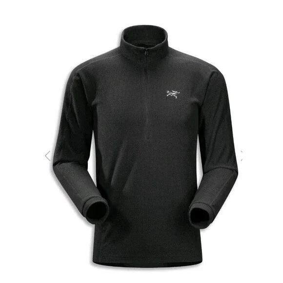 Arc'teryx Men's Large Delta LT Half Zip Waffle Polartec Fleece Black Base Layer - Picture 8 of 8
